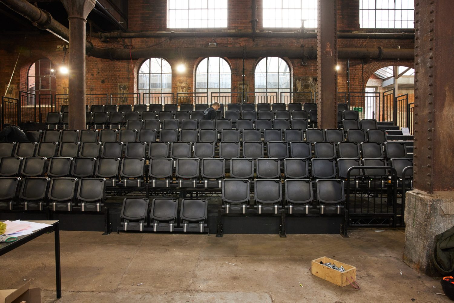 Steeldeck Rentals deliver a bespoke seating installation in Wapping Hydraulic Power Station