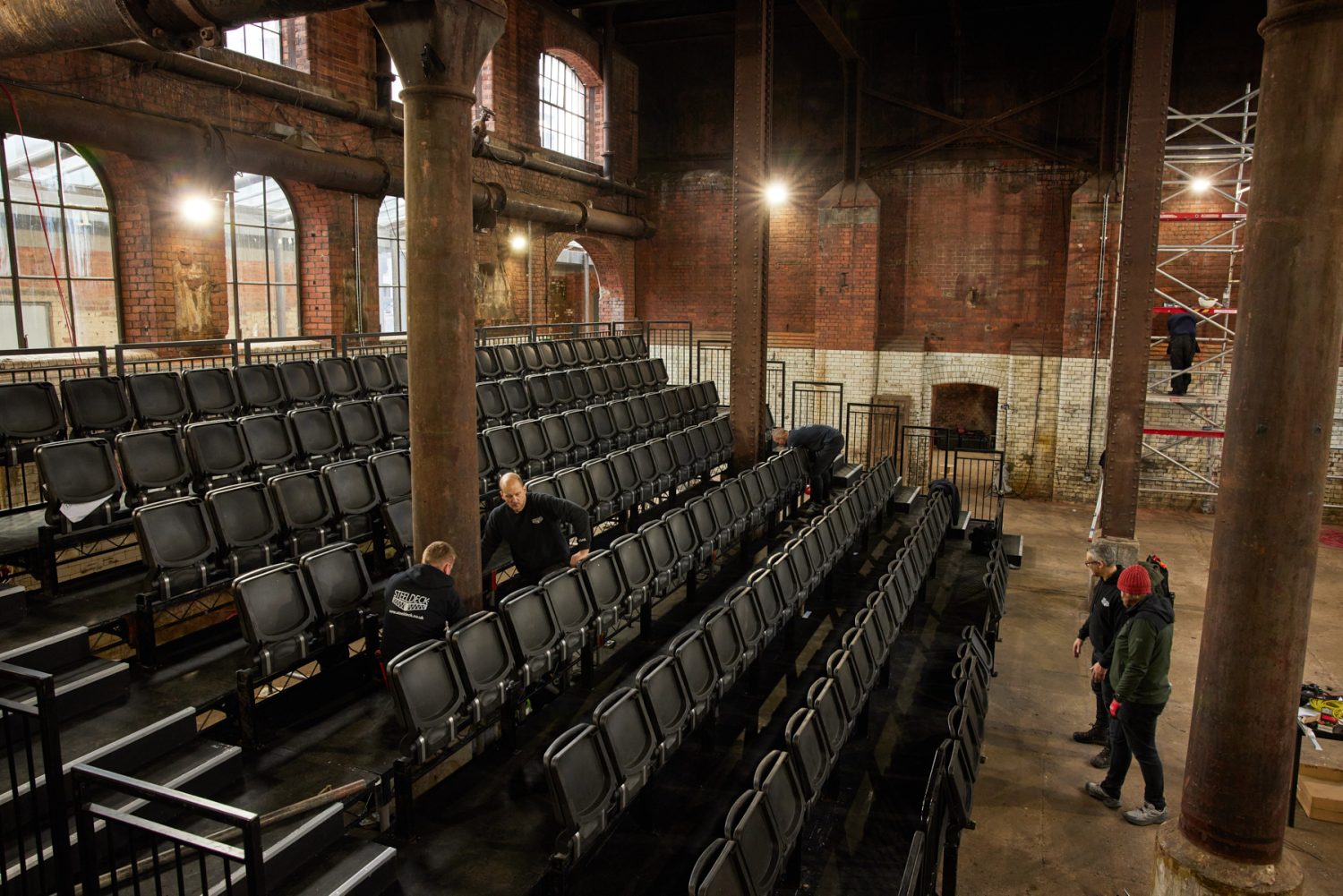 Steeldeck Rentals deliver a bespoke seating installation in Wapping Hydraulic Power Station